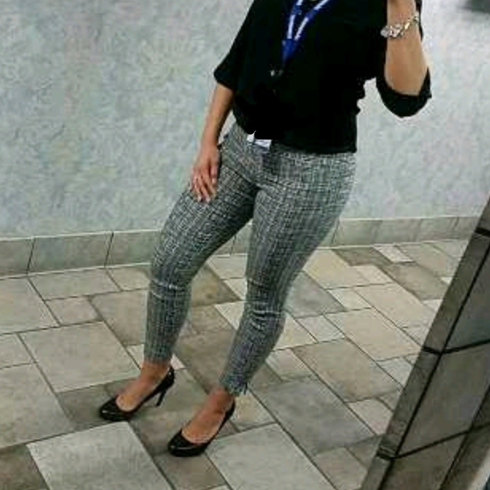 NY&C Black/White Ankle Pull-On Pants